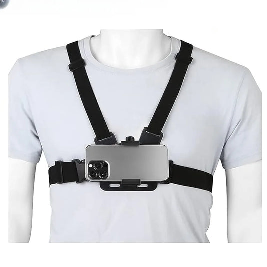 Phone Holder Chest Strap Mount – Compatible with GoPro Hero, Insta360 R/X2, DJI OSMO, GoPro, SJCAM, EKEN Action Cameras