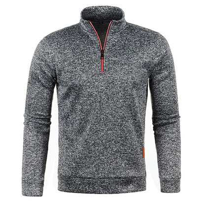 Men's Thicker Half-Zip Pullover Sweatshirt - Solid Color Turtleneck Hoodie for Autumn, Casual Men's Sweater