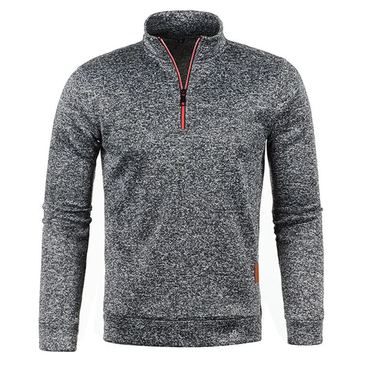 Men's Thicker Half-Zip Pullover Sweatshirt - Solid Color Turtleneck Hoodie for Autumn, Casual Men's Sweater