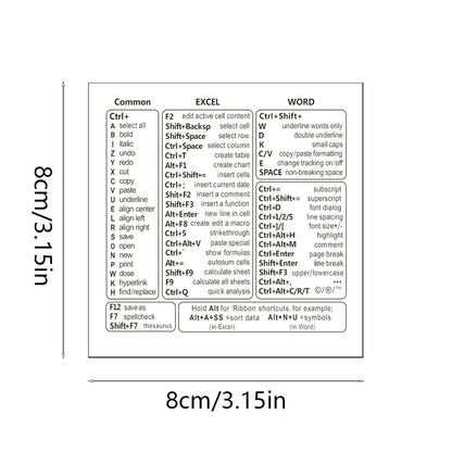 Keyboard Shortcut Stickers - Self-Adhesive Quick Reference Labels for Windows, Excel & Word
