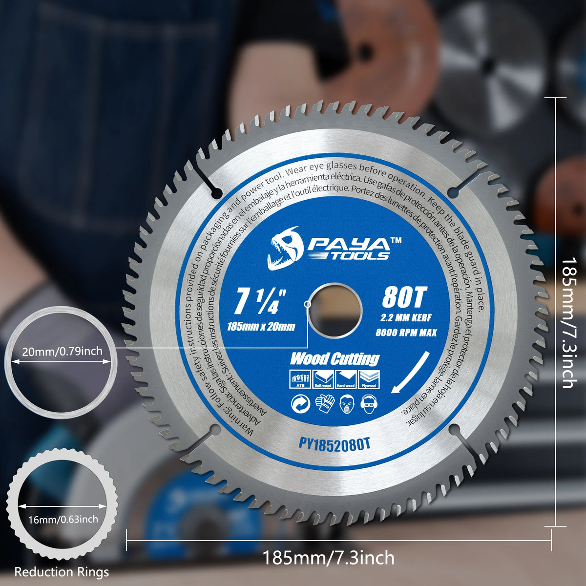 PAYA TCT Circular Saw Blade - ATB Framing Blade for Wood Cutting, TÜV Rheinland Tested & Certified