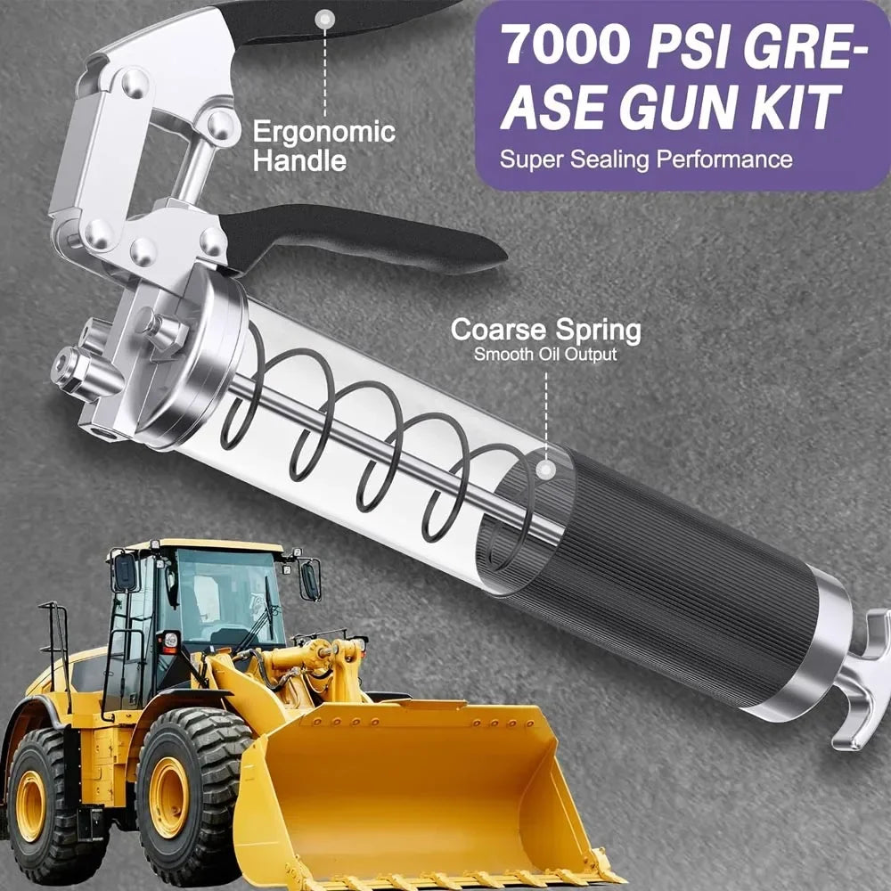 Manual Grip Grease Gun – 400CC Aluminum Alloy Mini Grease Injector, 6000-7000PSI with Flexible Hose
