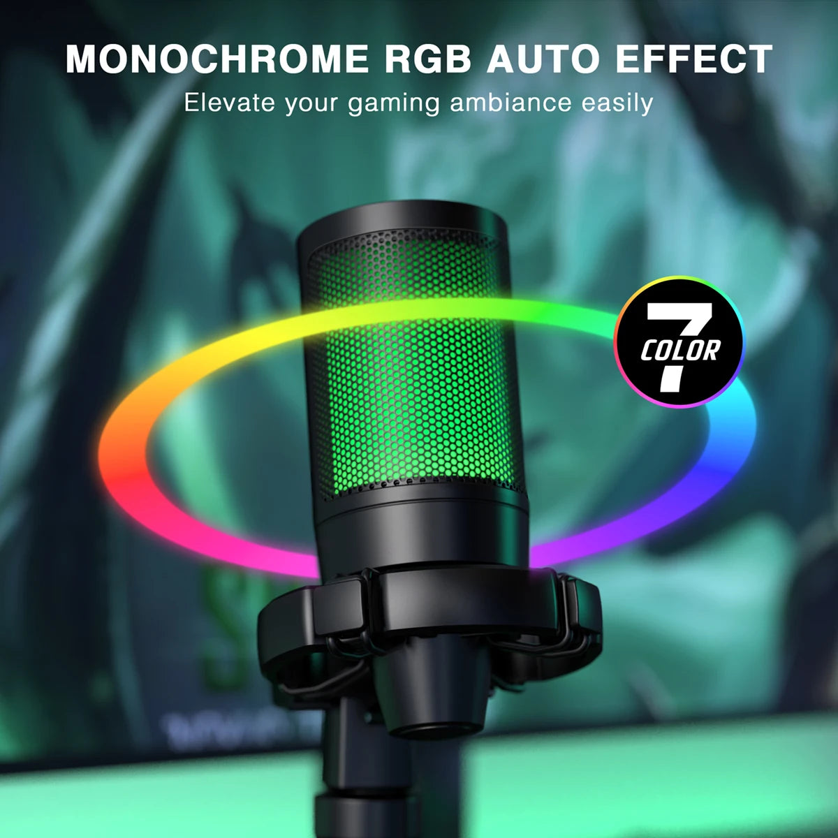 FIFINE AmpliGame A2 RGB USB Gaming Microphone with Mute Touch, Condenser Mic with Tripod for PC PS4 PS5 Laptop Streaming