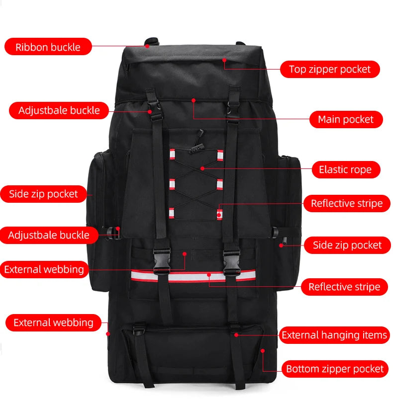 130L Hiking & Camping Backpack - Large Molle Trekking Rucksack for Men, Outdoor Travel & Sports Bag