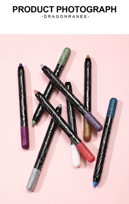 Shiny Pearlescent Highlighter Eyeshadow Pencil – Waterproof Glitter Eyeliner Gel Pen for Long-Lasting Makeup