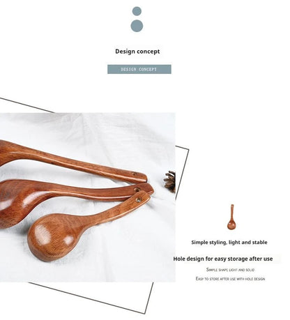Non-Stick Wooden Cooking Spoon — Solid Anti-Scalding Soup Ladle for Daily Kitchen Use