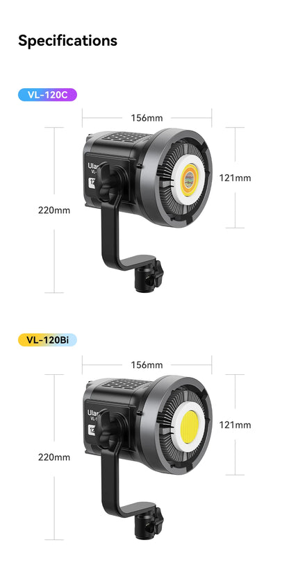 Ulanzi VL-120Bi VL-120C 120W V-Mount COB Light – Wireless APP Control, 2700K-6500K Video Light for Skit Video Photography
