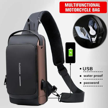 BD1 New Men's Anti-Theft Chest Bag – USB Rechargeable Crossbody Sports & School Shoulder Bag