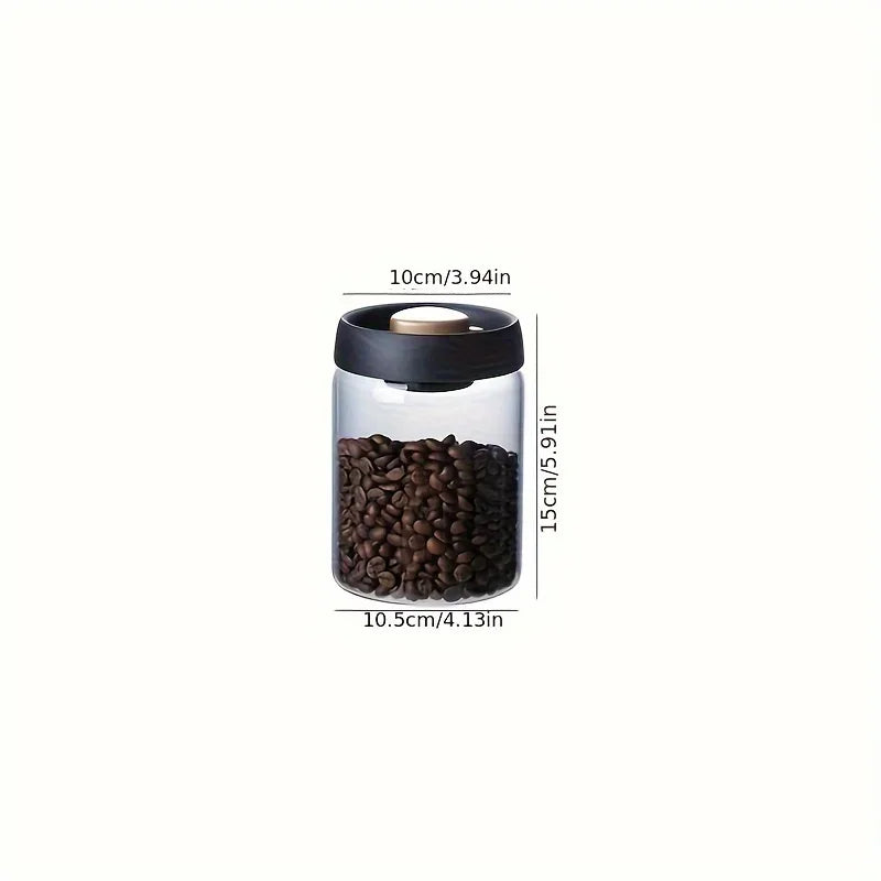 Coffee Bean Vacuum Sealed Glass Jar — Light-Proof, Airtight Container for Food, Grains, Candy & Moisture-Proof Storage