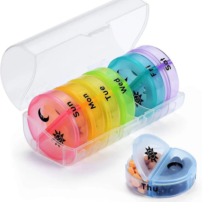 Weekly 7-Day Pill Organizer Box – Portable Medicine & Tablet Storage with Secret Compartments for Travel