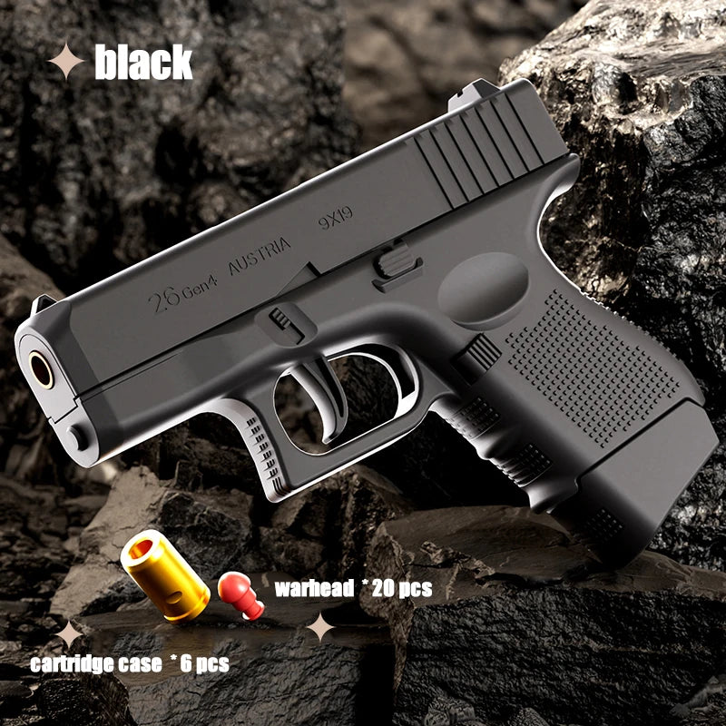 Mini G26 Pocket Toy Gun with Continuous Shell Ejection – Soft Bullet Blaster Airsoft Model Pistol with Blowback Action, Educational Shooting Toy