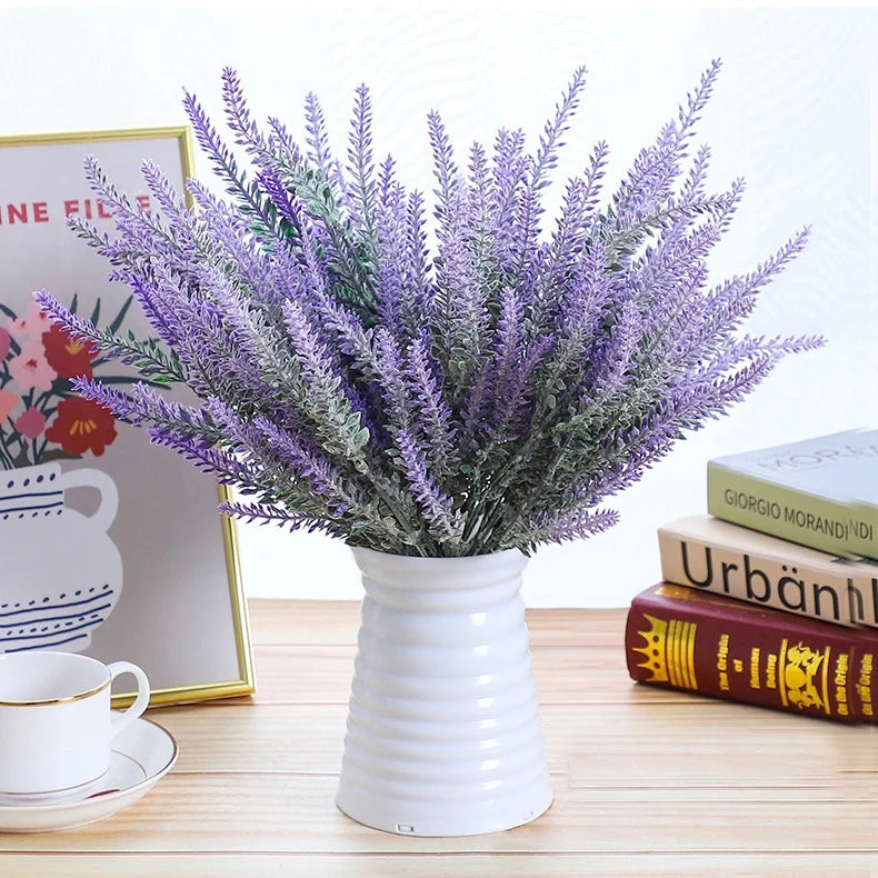 10 Bundles Artificial Lavender Flowers – Faux Floral Bouquet for Home, Garden, Wedding & Room Decoration