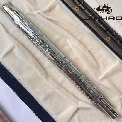 Jinhao 10 Metal Fountain Pen – Press-Out Nib, Retractable Fine Nib with Ink Converter