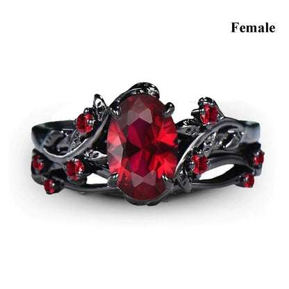 Couple Celtic Dragon Rings Set - Purple Rhinestone CZ Stainless Steel Wedding Jewelry for Men & Women