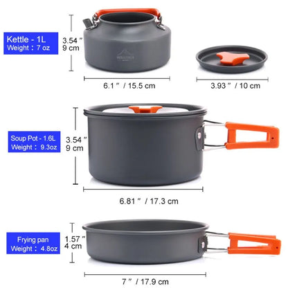 Widesea Camping Cookware Set – Lightweight Outdoor Pots & Tableware for Hiking, Picnic & Travel