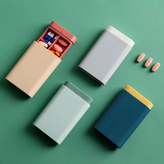 Mini Portable Travel Vitamin Pill Box: Small Container Organizer with 7 Days, 6 Grids - Medicine and Fish Oils Storage Tablet Case