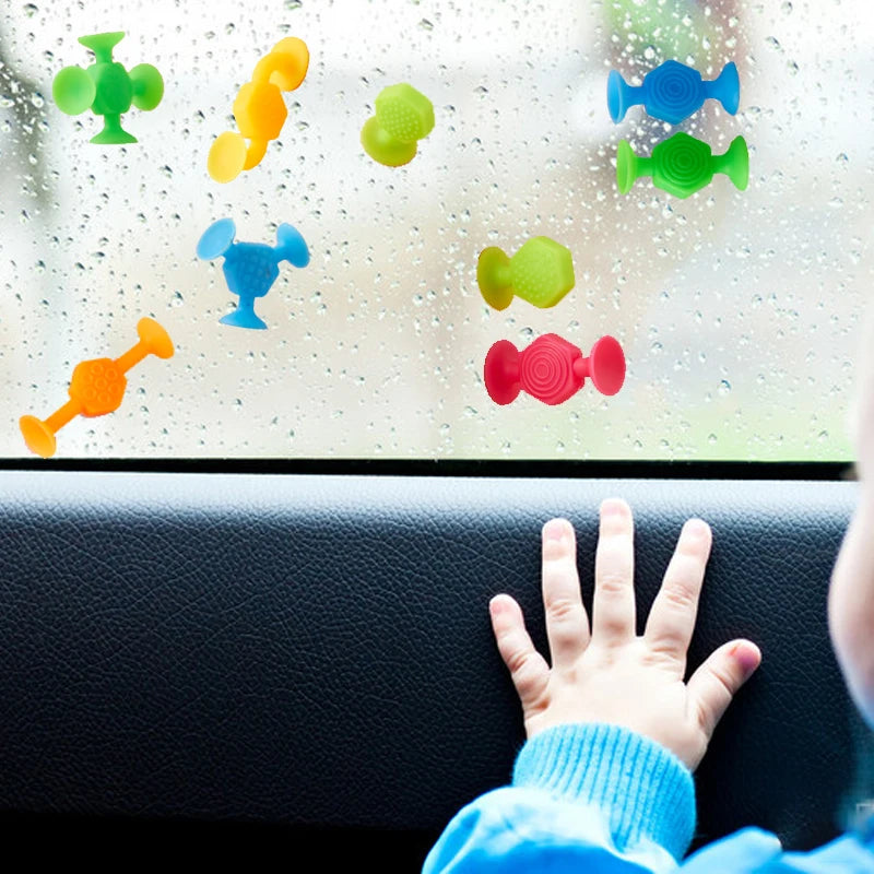 25-Piece Suction Cup Building Toys - Textured Stacking Construction Suckers for Kids, Bath & Travel