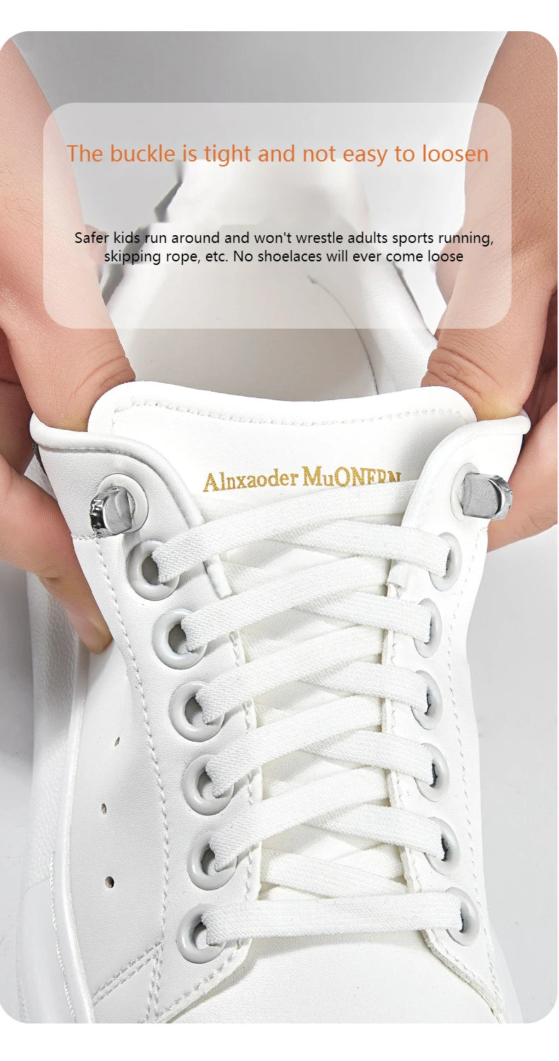 No-Tie 8MM Flat Elastic Shoelaces – Quick Sneakers Laces for Kids & Adults, Shoe Accessories