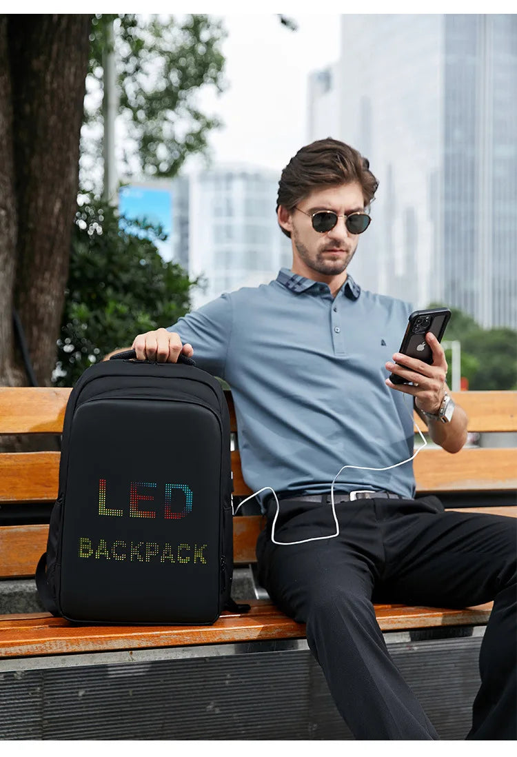 LED Display Laptop Backpack — 15.6” Smart Business & School Travel Bag for Men & Women
