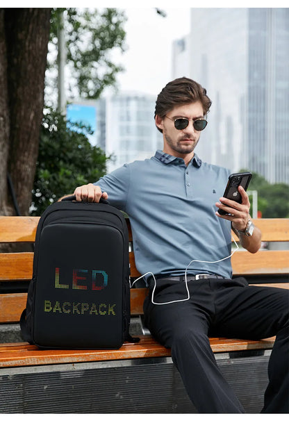 LED Display Laptop Backpack — 15.6” Smart Business & School Travel Bag for Men & Women