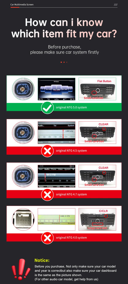 1920x720 Multimedia Touch Screen - Wireless CarPlay & Android Auto for Mercedes-Benz C Class W205, GLC, V Class W447 (2015-2018) NTG5.0