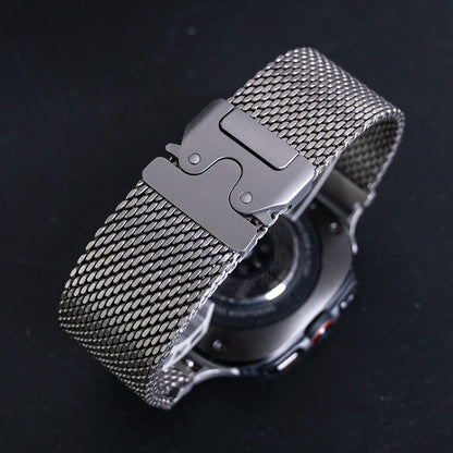 100% Titanium Milanese Loop Band for Apple Watch Ultra 2/1, Series 10–6, SE – iWatch Strap for 45mm 46mm 49mm Models