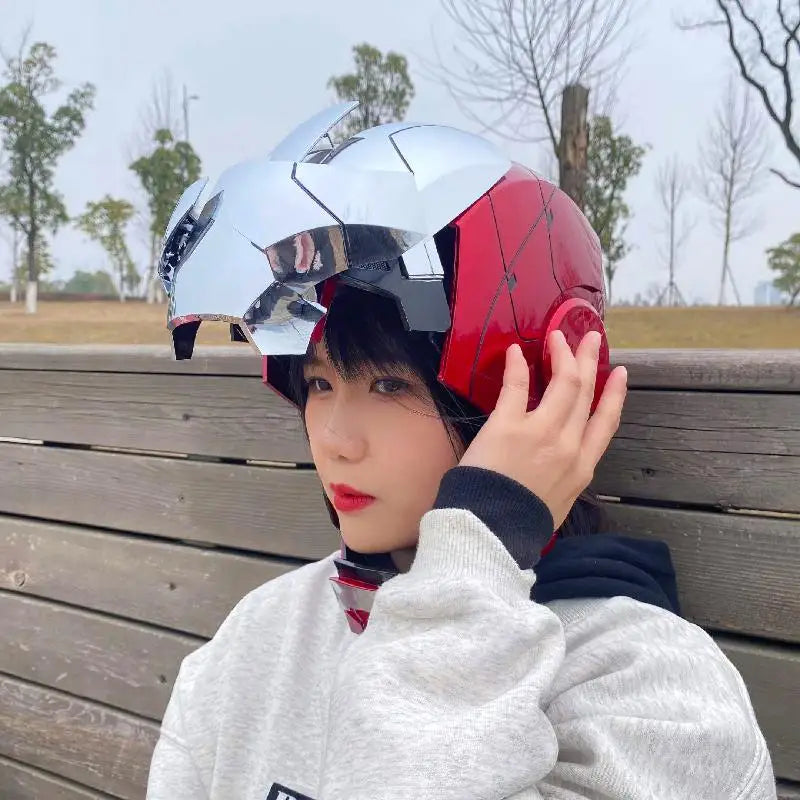 Iron Man Helmet 1:1 Mk5 Mk50 - Electric Open/Close, English Voice, Remote Control Cosplay Toy, Avengers War Machine, Ideal Christmas Gift