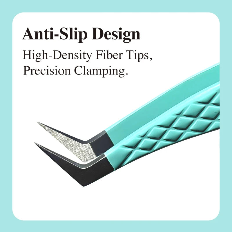 DIYDAY Anti-Slip Tweezers — High-Density Fiber Tip for Eyelash Extensions & Eyebrow Precision Beauty Tools