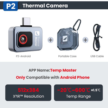 1112°F P2 Thermal Camera - Handheld Infrared Imager for Car Diagnostics, Machine Repair, HVAC & Home Inspection