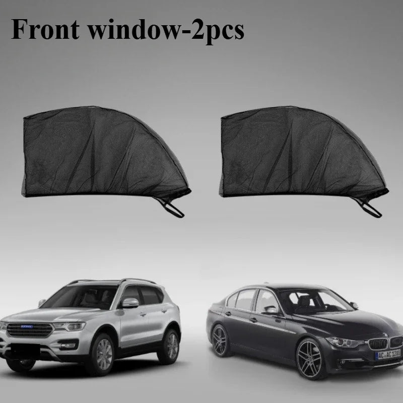 2PCS Car Window Mesh Sunshade Net Set – Mosquito Proof Sun Visor Covers, Universal Automotive Interior Window Protection Accessories