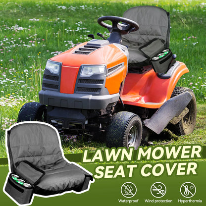 Riding Mower Seat Cover with Storage Pockets, 600D Oxford Tractor Seat Protector Universal Fit for Most Lawn Mowers