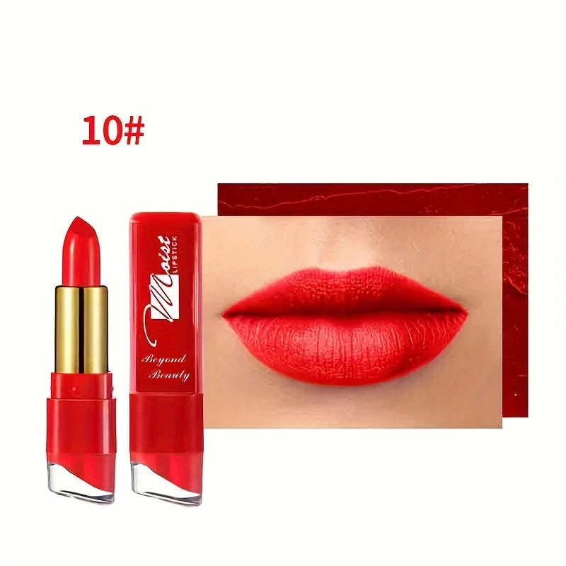 12 Colors Creamy Moisturizing Lipstick – Long-Lasting, Women & Schoolgirl Makeup for Beginners, Leaning Tower Lip Makeup