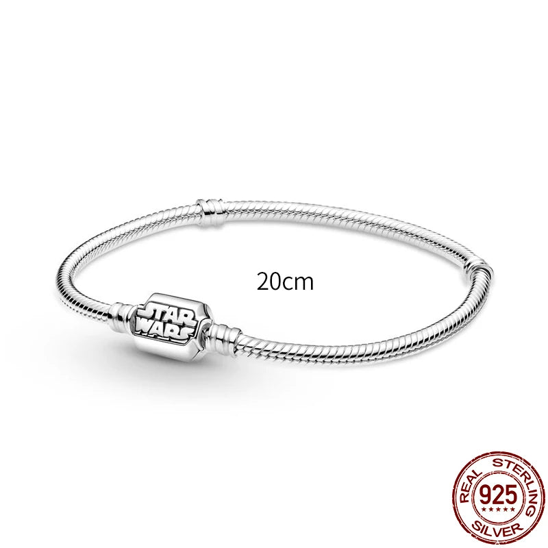 New 925 Sterling Silver Snake Chain Charm Bracelet – Fits Original 925 Pendant Charms & Beads, Heart Bracelet Jewelry for Women