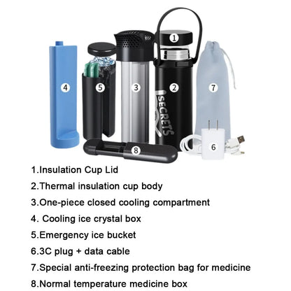 Rechargeable Insulin Refrigerated Cup - Portable Medicine Cooler with LCD Digital Display