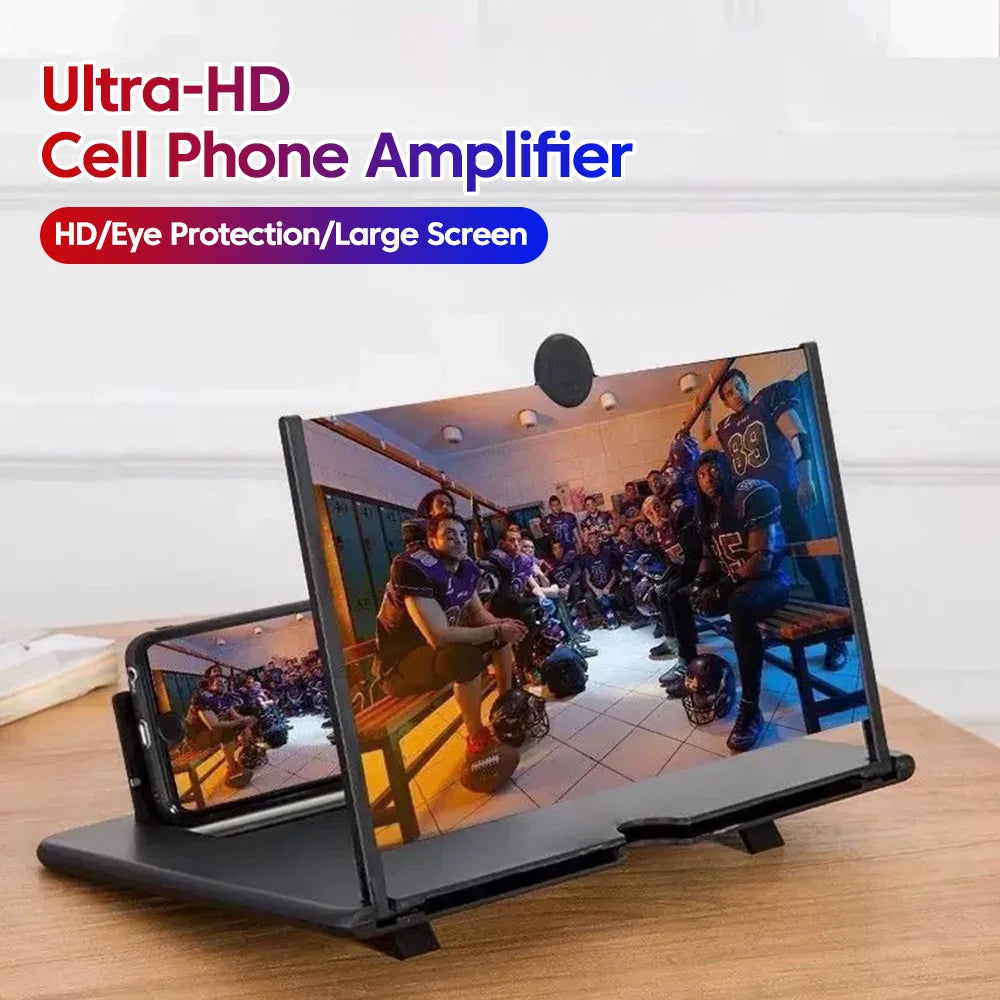12/10-Inch Mobile Phone Screen Amplifier - HD Video Magnifier with Portable Stand Holder