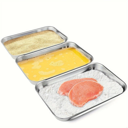 3-Piece Stainless Steel Food Container Set - Leakproof Stackable Meal Prep Boxes with Clear Lids