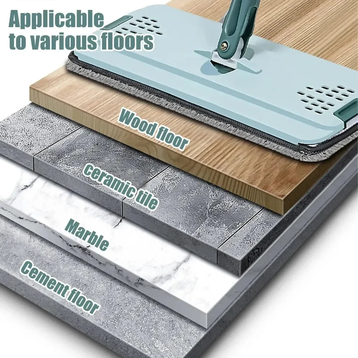 Hand-Free Wringing Flat Squeeze Mop with Bucket: Microfiber Mop Pads for Wet or Dry Usage on Hardwood Laminate Floors