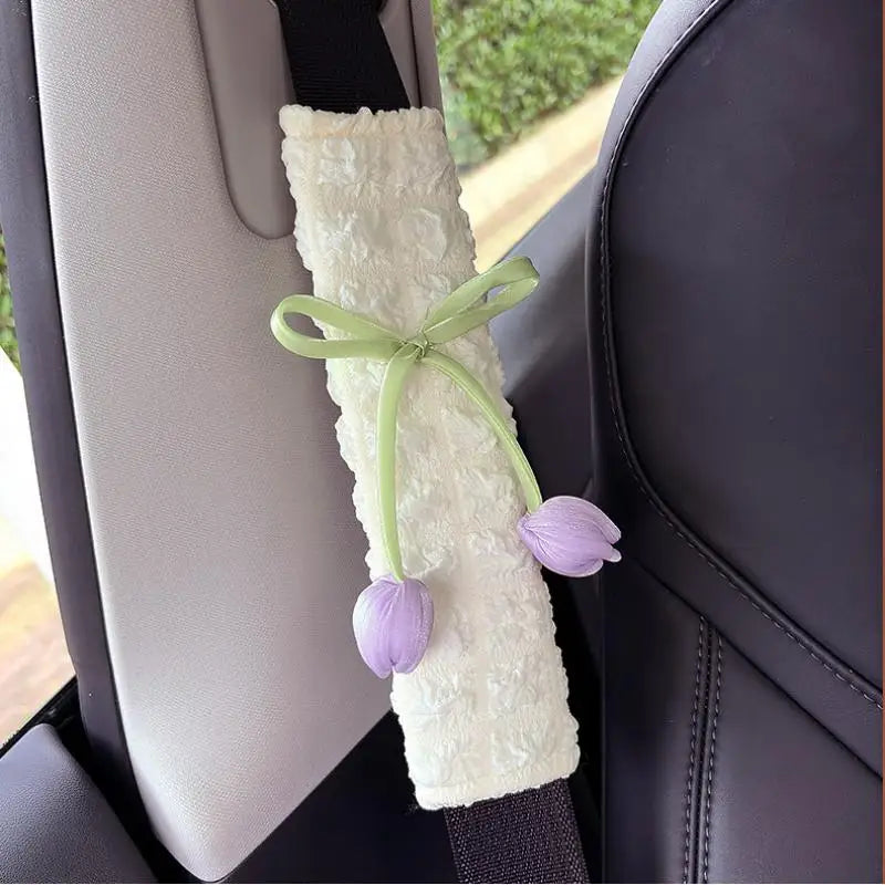 Tulip Car Seat Belt Shoulder Covers - 2PCS Universal Comfort & Decorative Safety Belt Pads