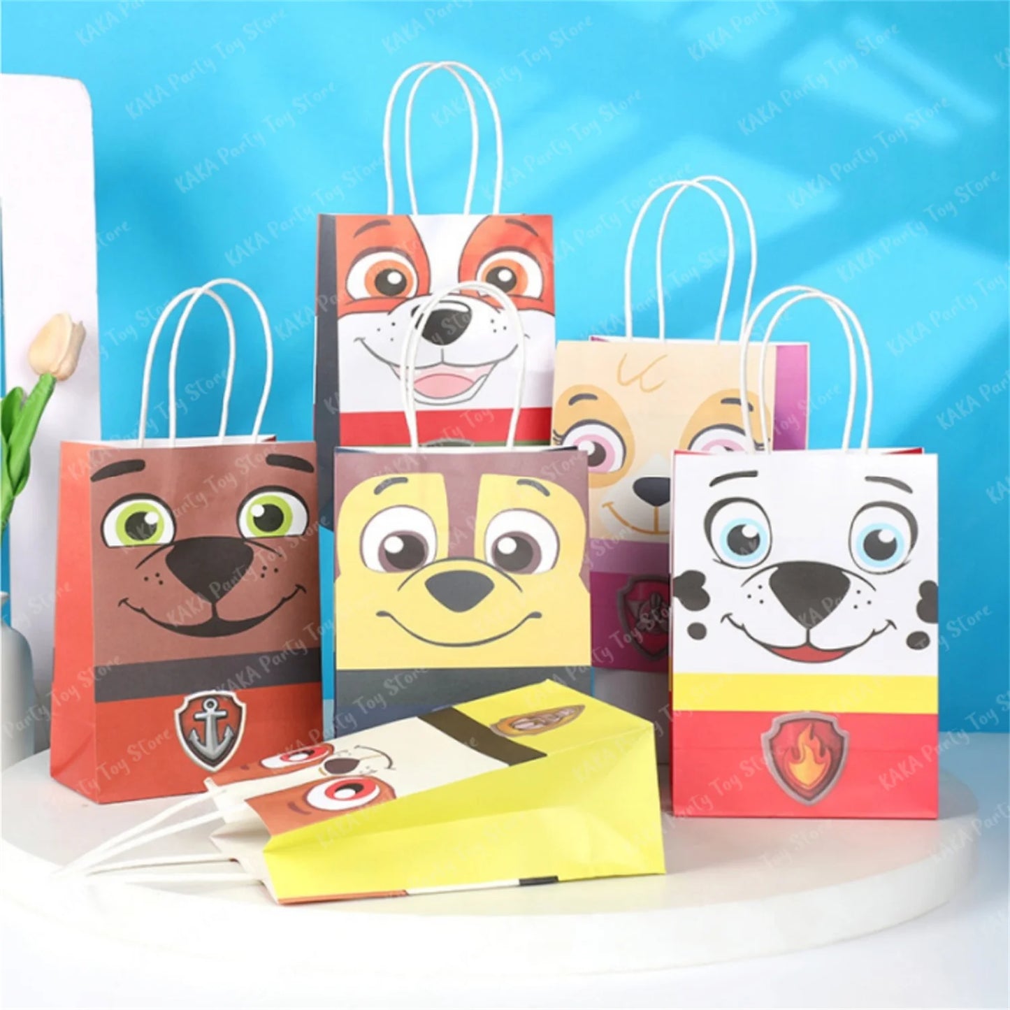 6/12Pcs PAW Patrol Party Gift Bags – Kids Birthday, Halloween & Christmas Candy Paper Bags – Baby Shower & Party Decoration Supplies for Boys & Girls