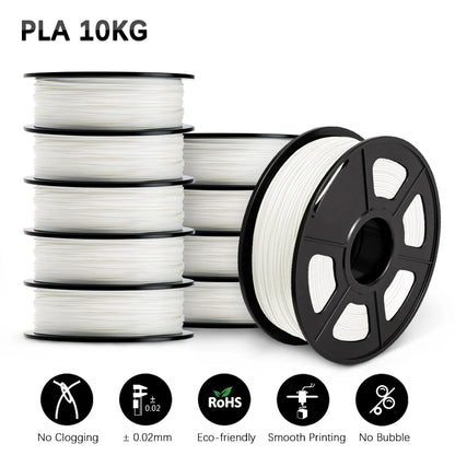 SUNLU 10KG 3D Printer Filament Set – 1.75mm PLA, PETG, PLA+ & Clear, 10 Rolls x 1KG Neatly Wound for 3D Printers & 3D Pens