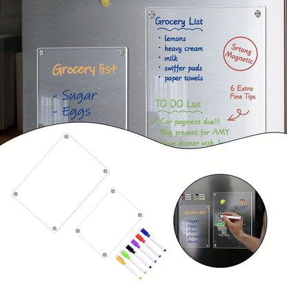 Clear Acrylic Magnetic Calendar — Reusable Dry Erase Board for Home, Monthly & Weekly Planning, Fridge Message Organizer