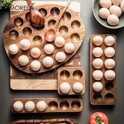 KEMORELA Wooden Egg Storage Box – Multi-Compartment Kitchen Organizer for Fresh Eggs