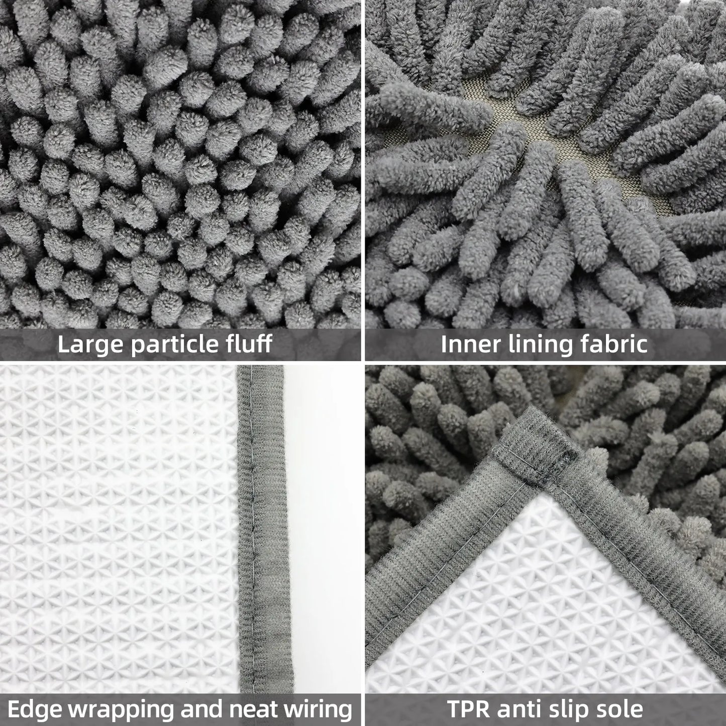 Chenille Long-Haired Bath Mat – Absorbent Bathroom Floor Mat for Tub, Living Room, and Entrance Foot Pad