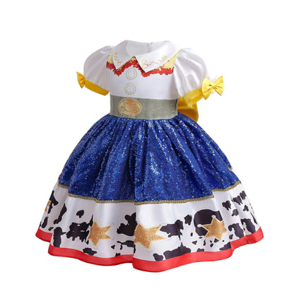 Jessie Cowgirl Costume Dress for Girls - Toy Story Inspired Halloween Cosplay Party Outfit