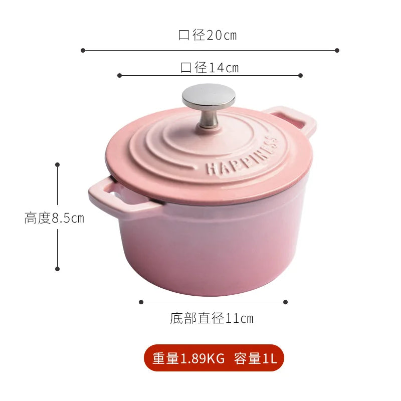 1.5 Quart Mini Cast Iron Dutch Oven - Enameled Cooking Pot for Bread Baking, Stew & Casserole