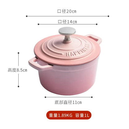 1.5 Quart Mini Cast Iron Dutch Oven - Enameled Cooking Pot for Bread Baking, Stew & Casserole