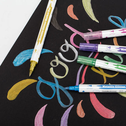 10PCS Dual Tip Metallic Marker Pens — Brush & Fine Nibs for DIY Cards, Scrapbooking, Art Supplies, Back-to-School