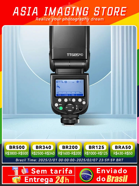 【Do Brasil】 Godox TT685II TTL HSS Camera Flash Speedlite - Compatible with Canon, Nikon D780, Sony A7IV, A7 & TT685 II