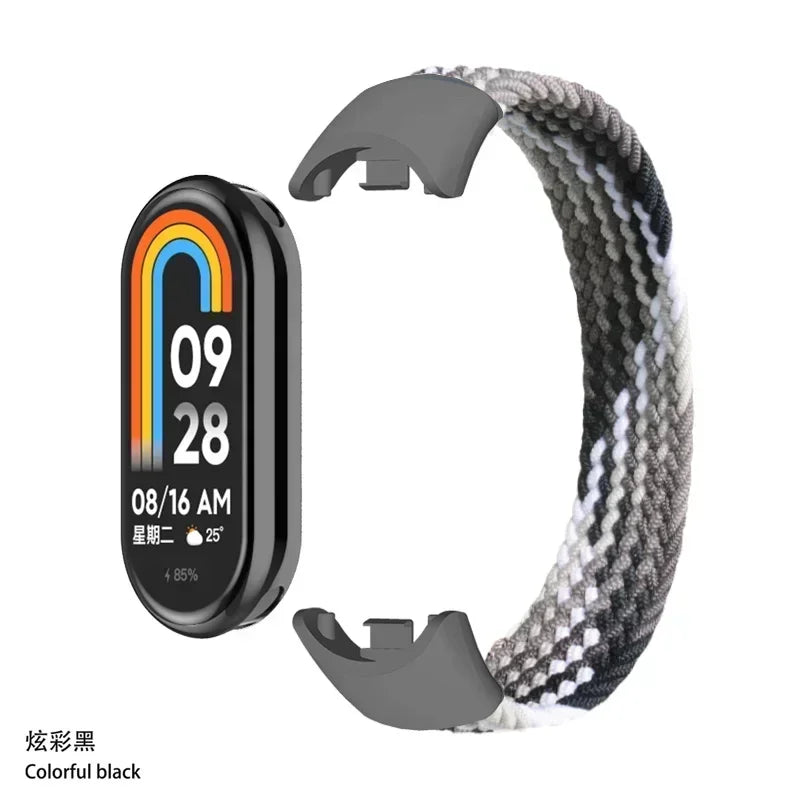 Braided Nylon Solo Loop for Xiaomi Mi Band 9 & 8 – Elastic NFC Replacement Strap Bracelet
