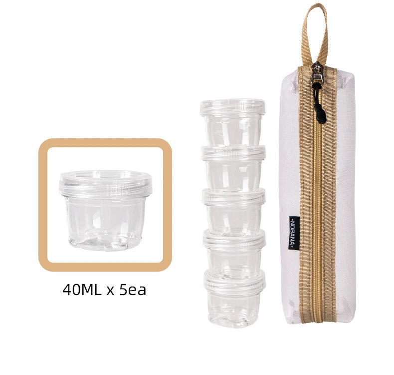 Portable Travel Camping Spice Kit | Bag with 5 Clear Seasoning Bottles & Condiment Container Set